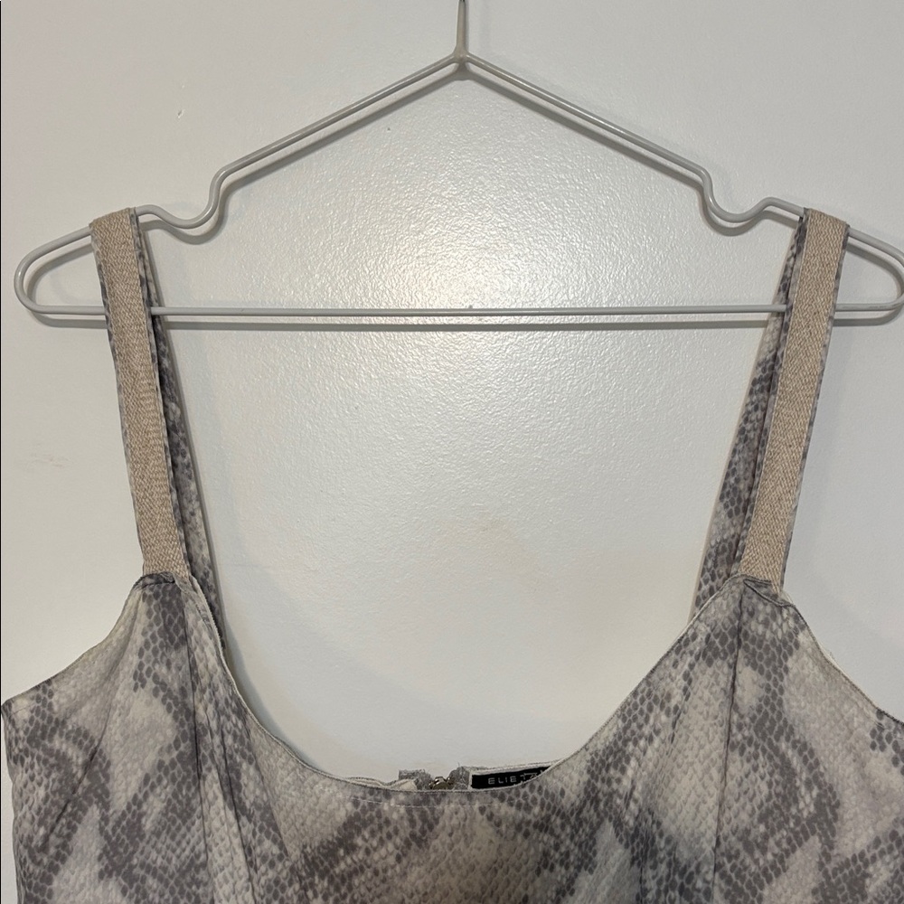 Elie Tahari Leanne Gray Snake Print Pleated Dress - Size 10 - Picture 5 of 14
